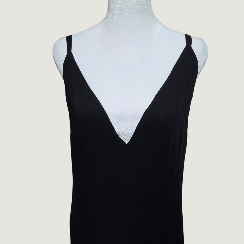 Reformation Black Deep V-Neck Open Back Maxi Dress Evening Gown Formal - Picture 3 of 11